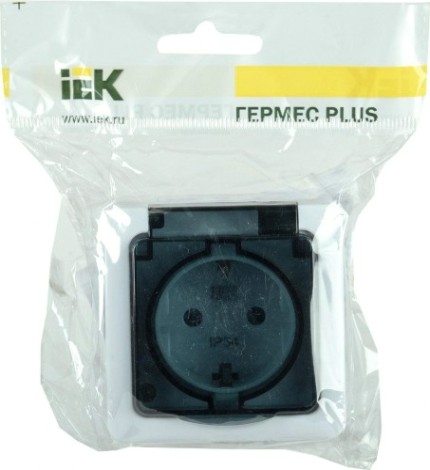 Розетка IEK Гермес Plus РСб22-3 2-м оп 16а ip54 с заземл. с дым. крышкой [ERMP22-K03-16-54-EC]