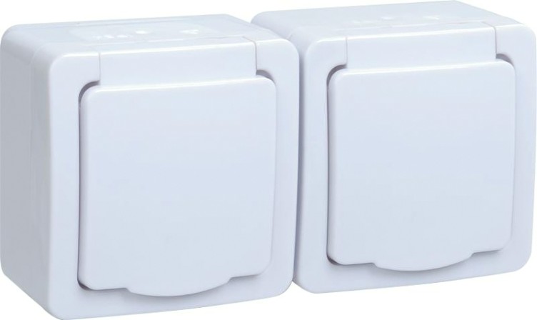 Розетка IEK Гермес Plus РСб22-3 2-м оп 16а ip54 с заземл. с крышкой [ERMP22-K01-16-54-EC]