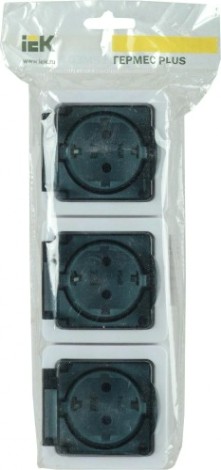 Розетка IEK Гермес Plus РСб23-3 3-м оп 16а ip54 с заземл. с дым. крышкой [ERMP32-K03-16-54-EC]