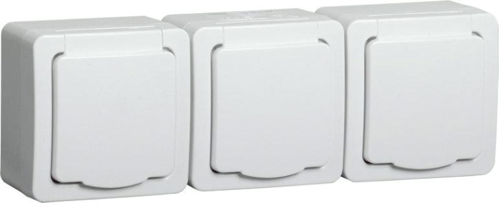 Розетка IEK Гермес Plus РСб23-3 3-м оп 16а ip54 с заземл. с крышкой [ERMP32-K01-16-54-EC]