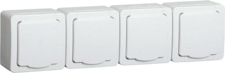 Розетка IEK Гермес Plus РСб24-3 4-м оп 16а ip54 с заземл. с крышкой [ERMP42-K01-16-54-EC]