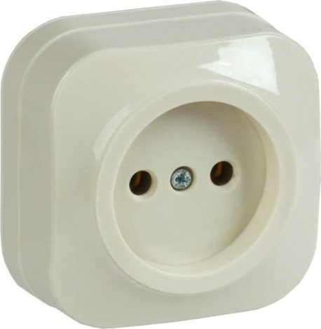 Розетка IEK Glory РС20-2 1-м оп 10а без заземл. крем. [ERH10-K33-10]