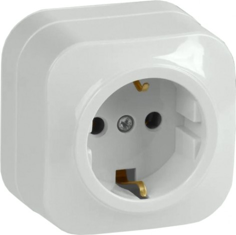 Розетка IEK Glory РС20-3 1-м оп 16а с заземл. бел. [ERH11-K01-16]