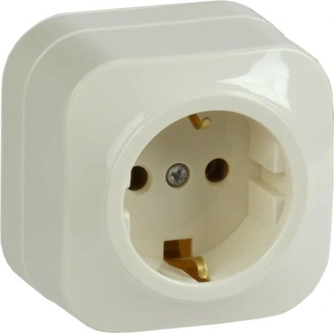 Розетка IEK Glory РС20-3 1-м оп 16а с заземл. крем. [ERH11-K33-16]