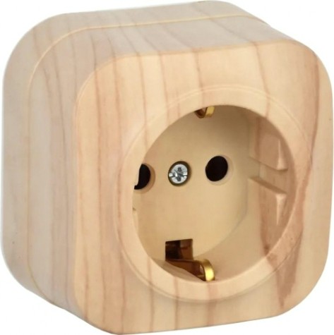 Розетка IEK Glory РС20-3 1-м оп 16а с заземл. сосна [ERH11-K34-16]