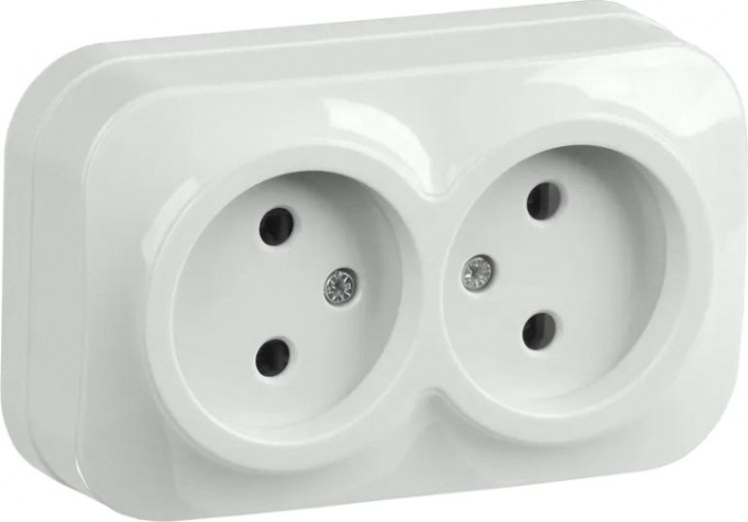 Розетка IEK Glory РС22-2 2-м оп 10а без заземл. бел. [ERH20-K01-10]