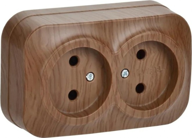 Розетка IEK Glory РС22-2 2-м оп 10а без заземл. дуб [ERH20-K24-10]