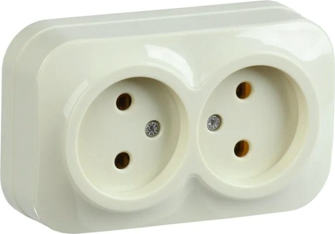 Розетка IEK Glory РС22-2 2-м оп 10а без заземл. крем. [ERH20-K33-10]