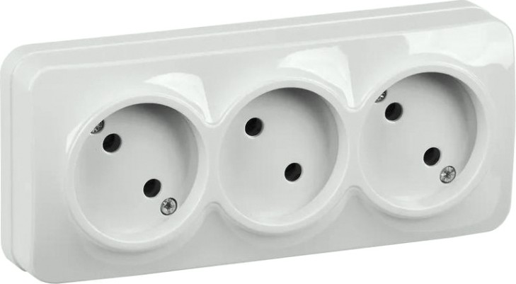 Розетка IEK Glory РС23-2 3-м оп 10а без заземл. бел. [ERH30-K01-10]
