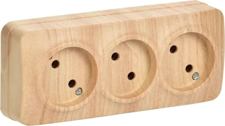 Розетка IEK Glory РС23-2 3-м оп 10а без заземл. сосна [ERH30-K34-10]