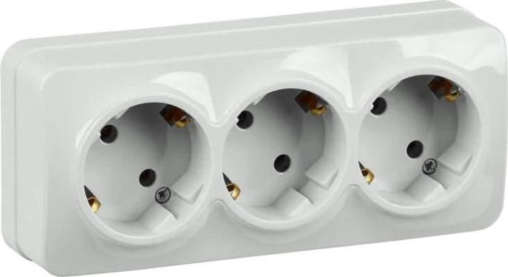 Розетка IEK Glory РС23-3 3-м оп 16а с заземл. бел. [ERH31-K01-16]
