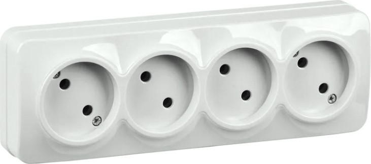Розетка IEK Glory РС24-2 4-м оп 10а без заземл. бел. [ERH40-K01-10]