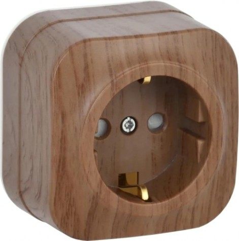 Розетка IEK Glory РСш20-3 1-м оп 16а с заземл. защ. шторки дуб [ERH14-K24-16]