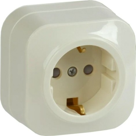 Розетка IEK Glory Рсш20-3 1-м оп 16а с заземл. защ. шторки крем. [ERH14-K33-16]