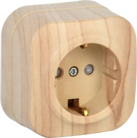 Розетка IEK Glory Рсш20-3 1-м оп 16а с заземл. защ. шторки сосна [ERH14-K34-16]