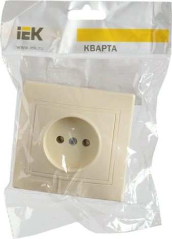 Розетка IEK Кварта 1-м сп 10а ip20 без заземл. крем. [ERK13-K33-10-DM]