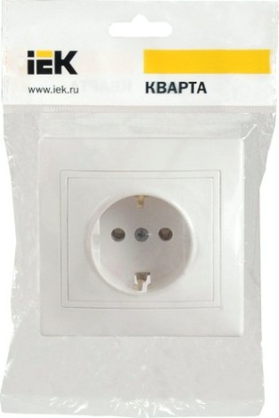 Розетка IEK Кварта РС10-3 1-м сп 16а ip20 с заземл. бел. [ERK14-K01-16-DM]