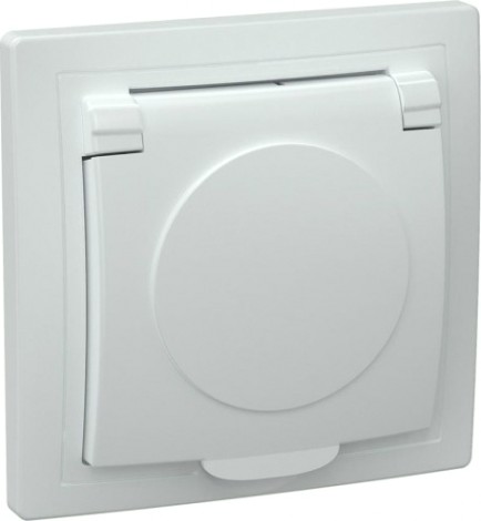 Розетка IEK Кварта РСб10-3 1-м сп 16а ip20 с заземл. с крышкой бел. [ERK15-K01-16-DM]