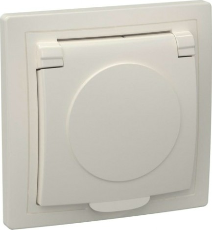 Розетка IEK Кварта РСб10-3 1-м сп 16а ip20 с заземл. с крышкой крем. [ERK15-K33-16-DM]