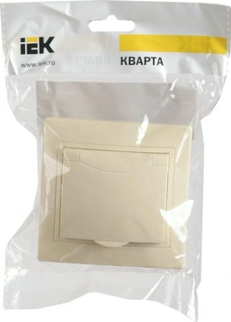 Розетка IEK Кварта РСб10-3 1-м сп 16а ip20 с заземл. с крышкой крем. [ERK15-K33-16-DM]