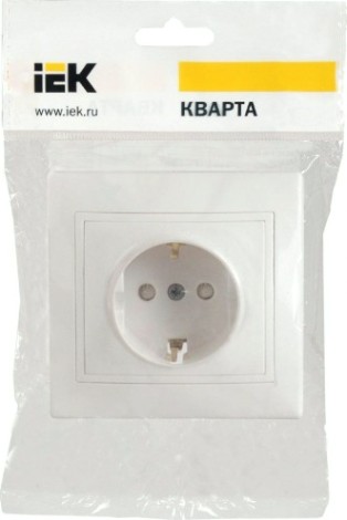 Розетка IEK Кварта РСш10-3 1-м сп 16а ip20 с заземл. защ. шторки бел. [ERK11-K01-16-DM]