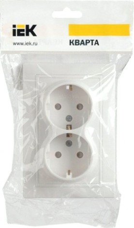Розетка IEK Кварта Рсш12-3 2-м сп 16а ip20 с заземл. защ. шторки бел. [ERK21-K01-16-DM]