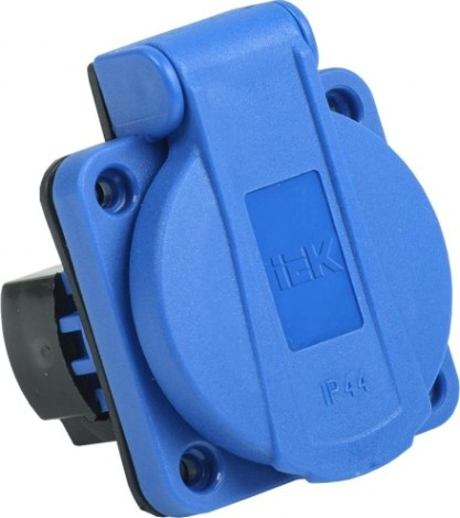 Розетка IEK MAGNUM 2P панельная рп11-3 с защ. крышкой с заземл. [PSN71-016-3-2-44-K07]