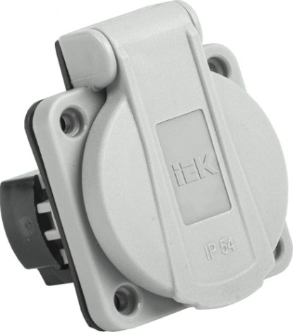 Розетка IEK MAGNUM 2P панельная рп13-3 с защ. крышкой с заземл. [PSN71-016-3-2-54-K03]