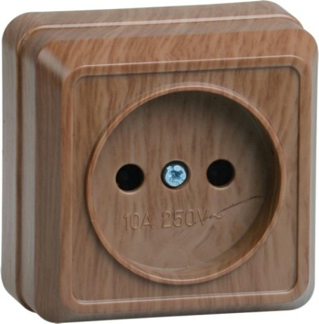 Розетка IEK Октава 10А 1-м оп ip20 без заземл. дуб [ERO10-K04-10-DC]