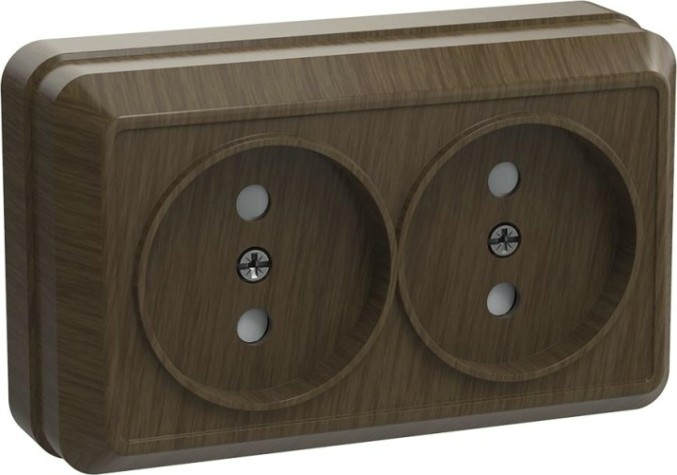 Розетка IEK Октава 10А 2-м оп ip20 без заземл. дуб [ERO20-K04-10-DC]