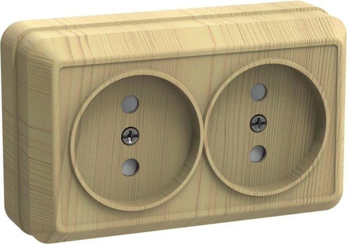 Розетка IEK Октава 10А 2-м оп ip20 без заземл. сосна [ERO20-K03-10-DC]