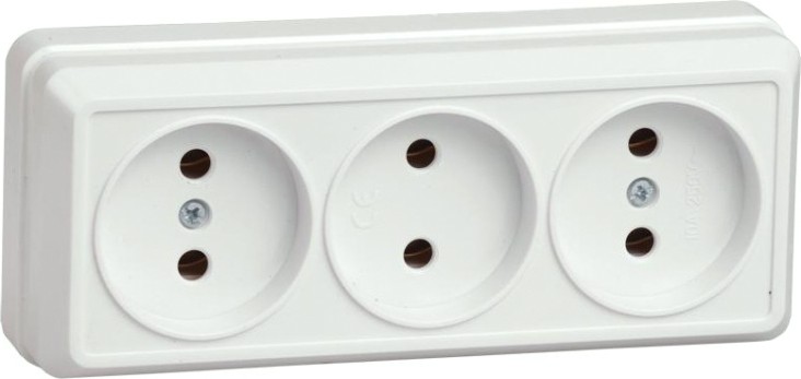 Розетка IEK Октава 10А 3-м оп ip20 без заземл. [ERO30-K01-10-DC]