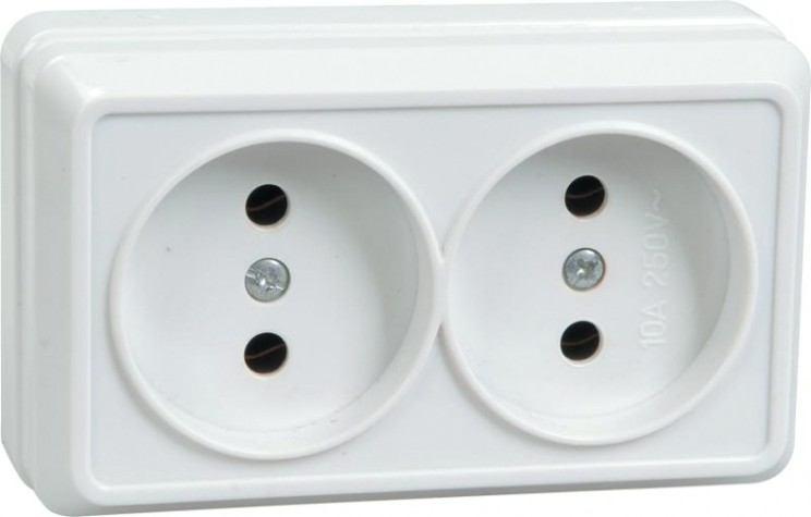 Розетка IEK Октава 2-м оп 10а ip20 без заземл. [ERO20-K01-10-DC]