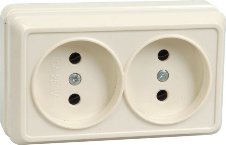 Розетка IEK Октава 2-м оп 10а ip20 без заземл. крем. [ERO20-K33-10-DC]