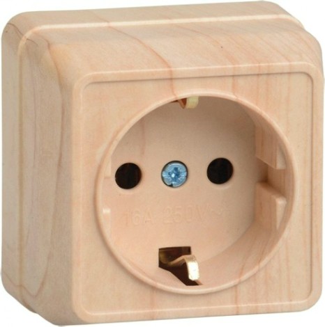 Розетка IEK Октава РС20-3 1-м оп 16а ip20 с заземл. сосна [ERO11-K03-16-DC]