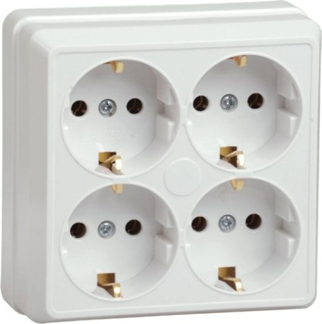 Розетка IEK Октава РС24-3 4-м оп 16а ip20 с заземл. бел. [ERO41-K01-16-DC]