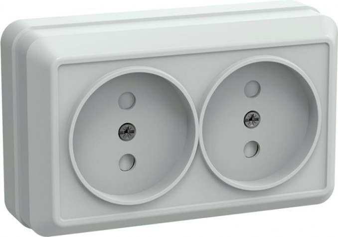 Розетка IEK Октава РСш22-2 2-м оп 10а ip20 без заземл. защ. шторки [ERO23-K01-10-DC]