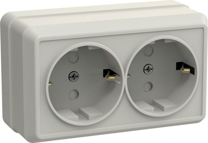 Розетка IEK Октава РСш22-3 2-м оп 16а ip20 с заземл. защ. шторки крем. [ERO24-K33-16-DC]