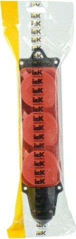 Розетка IEK ОМЕГА РБ33-1-0м 3-м ip44 каучук красн. [PKR61-016-2-K04]