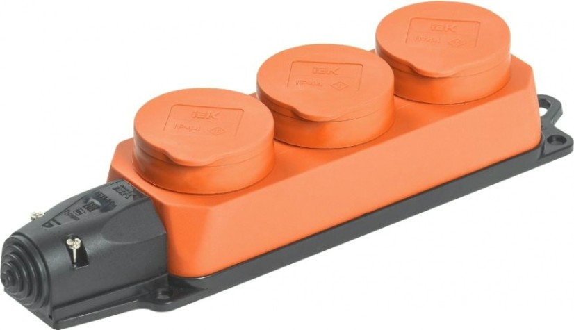 Розетка IEK ОМЕГА РБ33-1-0м 3-м ip44 каучук оранж. [PKR61-016-2-K09]