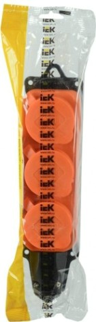 Розетка IEK ОМЕГА РБ33-1-0м 3-м ip44 каучук оранж. [PKR61-016-2-K09]