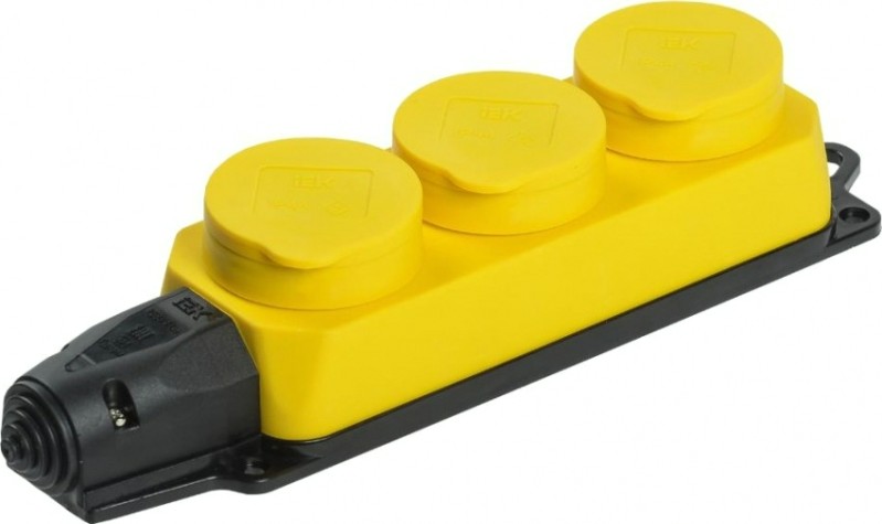 Розетка IEK ОМЕГА РБ33-1-0м 3-м ip44 каучук желт. [PKR61-016-2-K05]