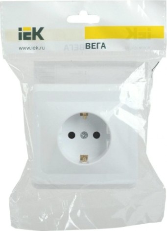 Розетка IEK Вега РС10-3 1-м сп с заземл. контактом 16а [ERV11-K01-16-DM]