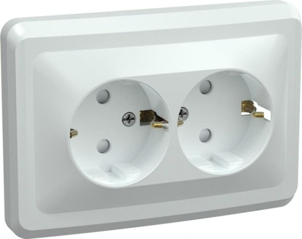 Розетка IEK Вега РС12-3 2-м сп с заземл. контактом 16а [ERV21-K01-16-DM]