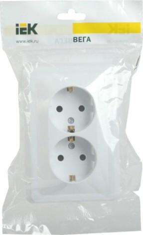 Розетка IEK Вега РС12-3 2-м сп с заземл. контактом 16а [ERV21-K01-16-DM]