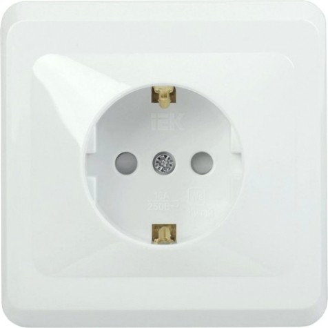 Розетка IEK Вега РСш10-3 1-м сп с заземл. контактом и защ. штор 16а [ERV14-K01-16-DM]