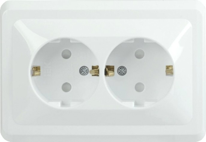 Розетка IEK Вега РСш12-3 2-м сп с заземл. контактом и защ. штор 16а [ERV24-K01-16-DM]