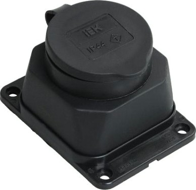 Розетка (колодка) 1-местная IEK РБ13-1-0м IP44 с защитной крышкой [PKR11-016-2-K02]