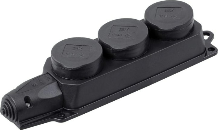 Розетка (колодка) 3-местная IEK РБ33-1-0м IP44 с защитными крышками [PKR61-016-2-K02]