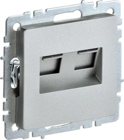 Розетка компьютерная IEK BRITE РК10-2-БрА двойная RJ45 кат.5E алюм. [BR-K20-1-K47]